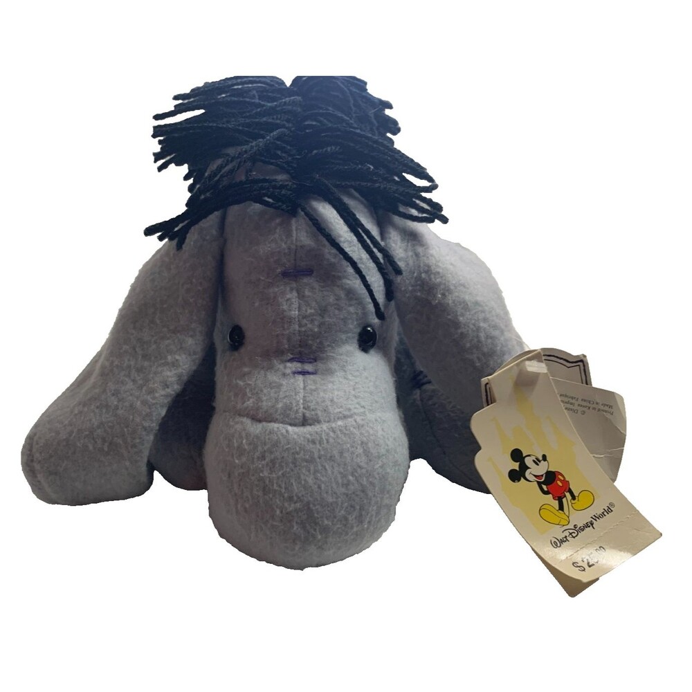 Vintage Walt Disney World Classic Pooh Eeyore Plush Stuffed Animal 10 Inch w Tag